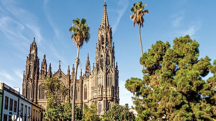 Facade of the Arucas church on the island of Gran Canaria, Spain